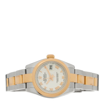ROLEX Stainless Steel 18K Everose Gold 26mm Oyster Perpetual Datejust Watch White Roman 179161