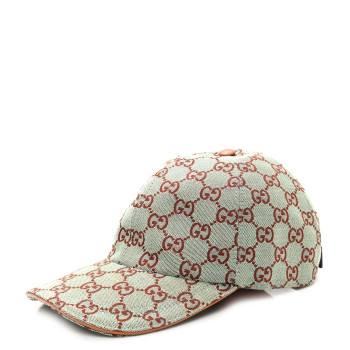 GUCCI Monogram New GG Baseball Hat L Azure Harness Brown