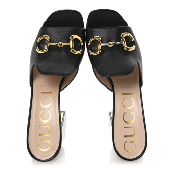 GUCCI Nappa Horsebit 75mm Slide Sandals 40.5 Black