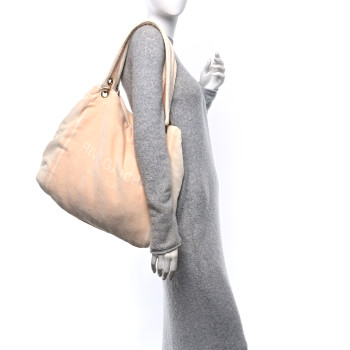 SAINT LAURENT Terrycloth Rive Gauche Towel Tote Beige