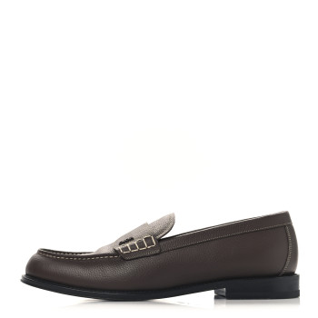 CHRISTIAN DIOR Grained Calfskin Dior Granville Men Loafers 43 Brown