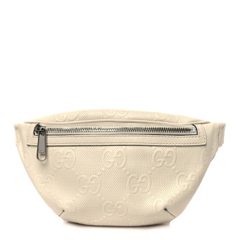 GUCCI Calfskin GG Tennis Embossed Belt Bag Mystic White