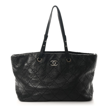 CHANEL Glazed Calfskin Large On The Road Tote Black