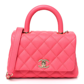 CHANEL Caviar Quilted Extra Mini Coco Handle Flap Pink
