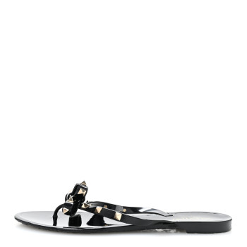 VALENTINO GARAVANI PVC Jelly Rockstud Bow Thong Sandals 41 Black