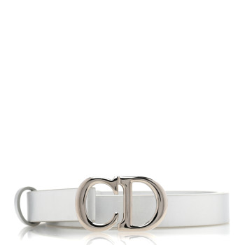 CHRISTIAN DIOR Metallic Calfskin Saddle Belt 80 32 Silver