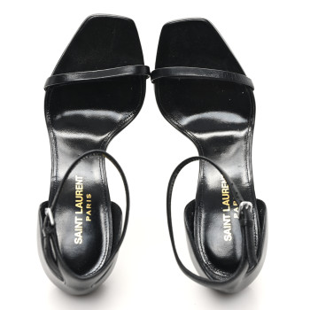 SAINT LAURENT Calfskin Opyum 110 Sandals 36 Black