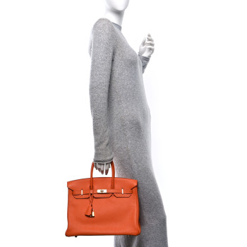HERMES Taurillon Clemence Birkin 35 Orange