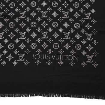 LOUIS VUITTON Silk Wool Mahina Flight Mode Shawl Black