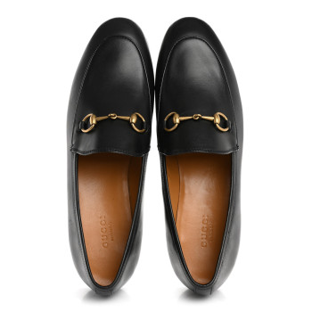 GUCCI Calfskin Womens Jordaan Loafers 39 Black