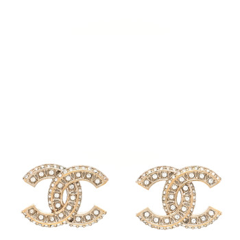 CHANEL Crystal Timeless CC Earrings Light Gold