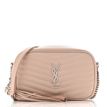SAINT LAURENT Grain De Poudre Matelasse Monogram Mini Lou Camera Bag Marble Pink