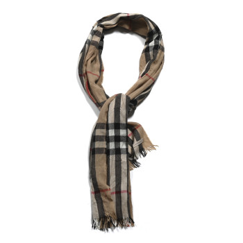 BURBERRY Wool Silk Gauze Giant Check Lightweight Scarf Archive Beige