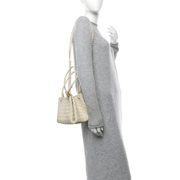 BOTTEGA VENETA Nappa Intrecciato Small Parachute Shoulder Bag Sea Salt