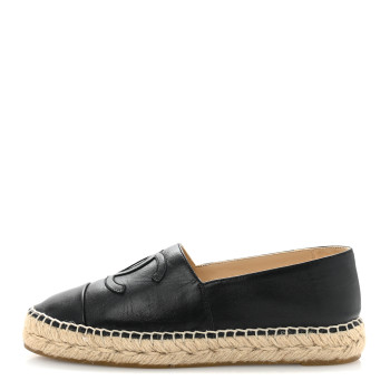 CHANEL Lambskin CC Espadrilles 36 Black