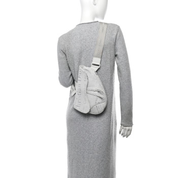 CHRISTIAN DIOR X DANIEL ARSHAM Grained Calfskin Newspaper Print Saddle Bag White