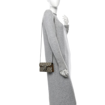 GUCCI GG Supreme Monogram Super Mini Dionysus Shoulder Bag Taupe