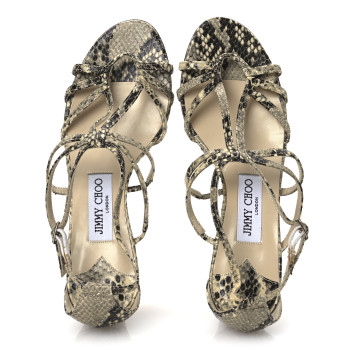 JIMMY CHOO Snakeskin Sai 65 Sandals 37 Natural