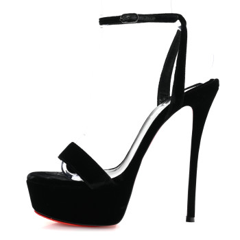 CHRISTIAN LOUBOUTIN Velvet Loubi Queen Alta 150 Platform Sandals 39 Black
