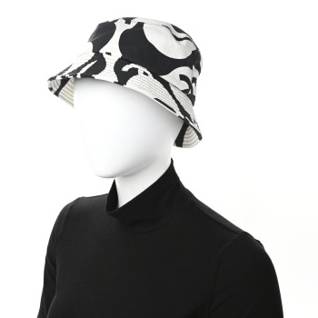 CHANEL Cotton CC Bucket Hat Black White