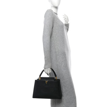 LOUIS VUITTON Taurillon Capucines PM Black