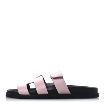 HERMES Calfskin Womens Chypre Sandals 41 Rose Porcelaine