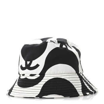 CHANEL Cotton CC Bucket Hat Black White