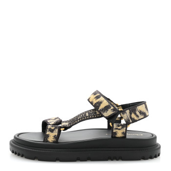 CHRISTIAN DIOR Technical Fabric Mizza Print Dioract Sandals 37 Beige Multicolor
