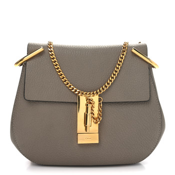 CHLOE Grained Lambskin Mini Drew Shoulder Bag Motty Grey