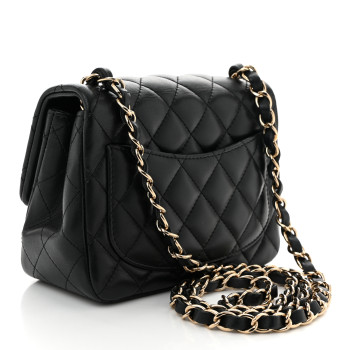 CHANEL Lambskin Quilted Mini Square Flap Black