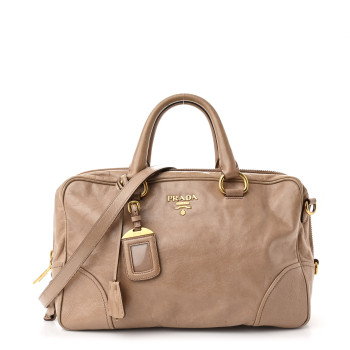 PRADA Vitello Shine Bauletto Cammeo