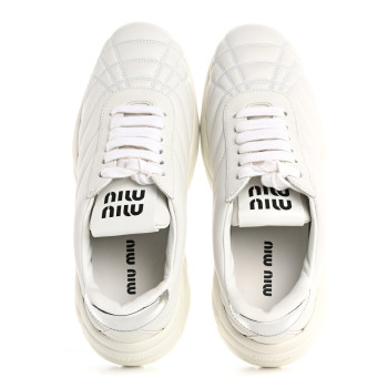 MIU MIU Nappa Quilted Sneakers 35 White