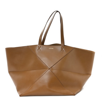 LOEWE Shiny Calfskin XXL Puzzle Fold Shoulder Bag Oak