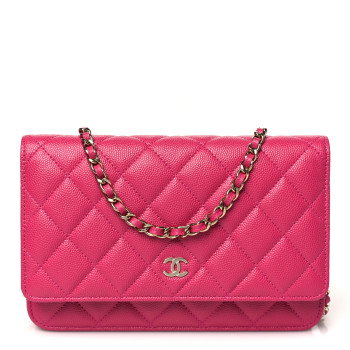 CHANEL Caviar Quilted Wallet on Chain WOC Fuchsia
