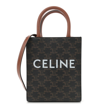 CELINE Triomphe Canvas Calfskin Mini Vertical Cabas Tan