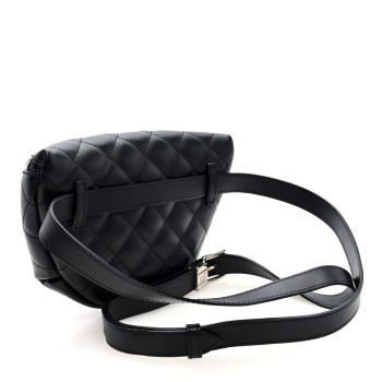 CHANEL Calfskin Quilted Waist Belt Bag Black