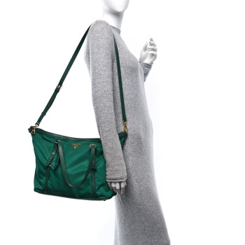 PRADA Tessuto Nylon Saffiano Tote Oleandro