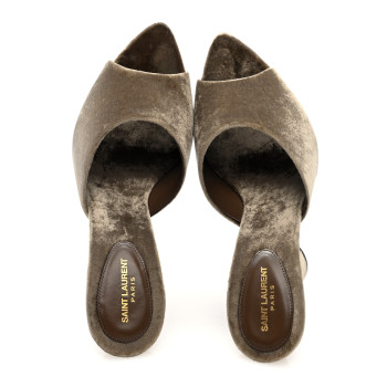SAINT LAURENT Velluto Suite 105 Mule Sandals 41 Dove Grey