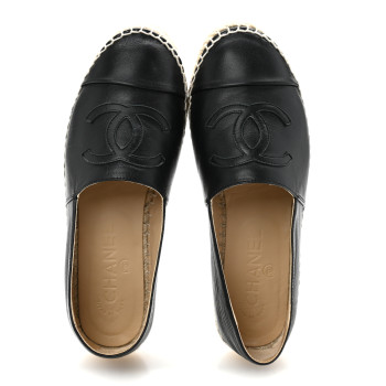CHANEL Lambskin CC Espadrilles 36 Black