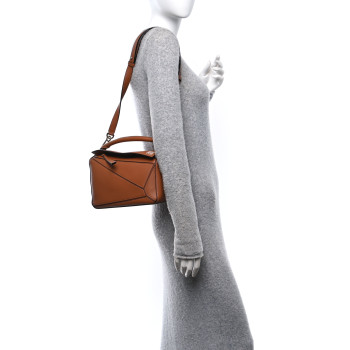 LOEWE Calfskin Small Puzzle Edge Bag Tan