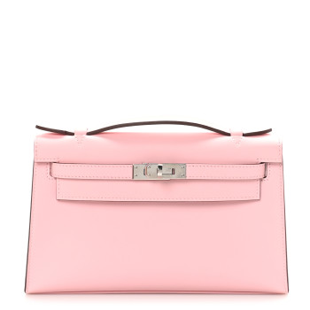 HERMES Swift Kelly Pochette Clutch Rose Sakura