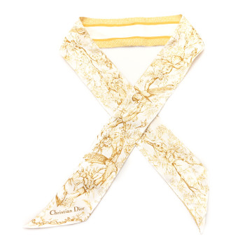 CHRISTIAN DIOR Silk Floral Mitzah Scarf Yellow