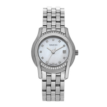 GUCCI Stainless Steel Diamond Bezel Mother of Pearl 27mm 5500L Quartz Watch