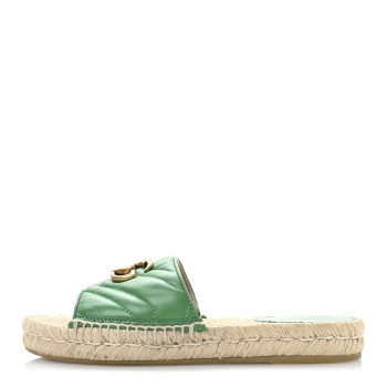 GUCCI Nappa Matelasse GG Marmont Espadrille Slide Sandals 35.5 New Shamarock
