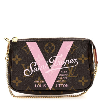 LOUIS VUITTON Monogram V Saint Tropez Mini Pochette Accessories Rose Ballerine
