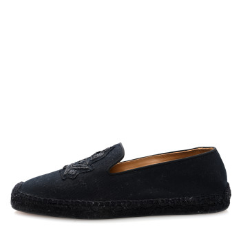 CHRISTIAN LOUBOUTIN Olan Canvas Mens Nanou Orlato Flat Espadrilles 43 Black