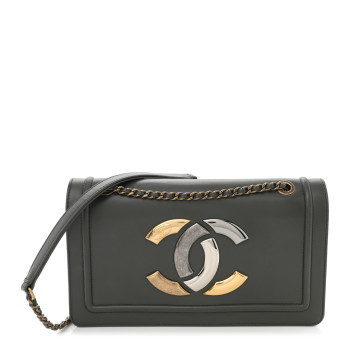 CHANEL Lambskin CC Antico Flap Dark Khaki