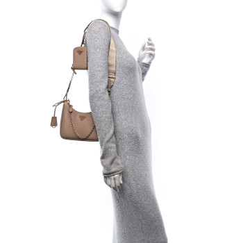 PRADA Saffiano Lux Re-Edition 2005 Shoulder Bag Cammeo