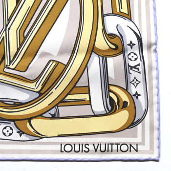 LOUIS VUITTON Silk Bejeweled Square Scarf 90 Beige
