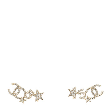 CHANEL Crystal Star 5 CC Earrings Gold